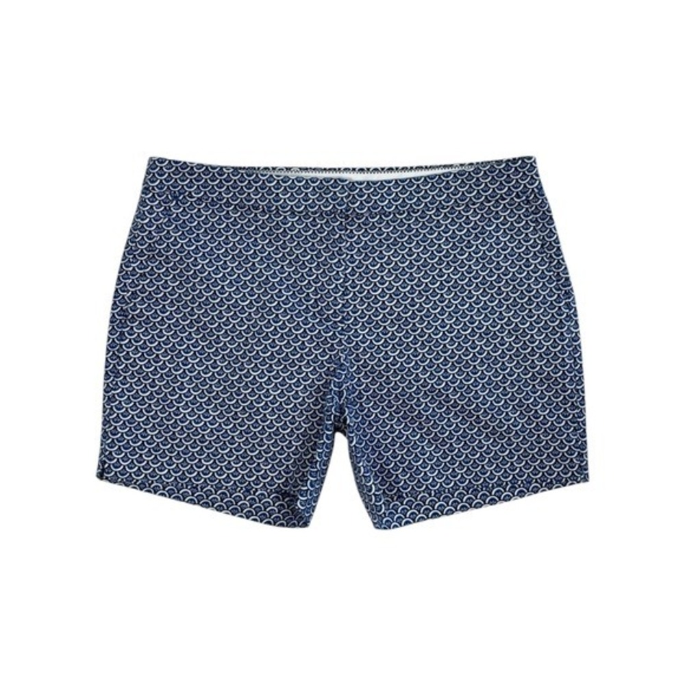 Brooks Brothers Blue White Scallop Shell Print‎ Shorts Womens Size 6 Cotton 5"